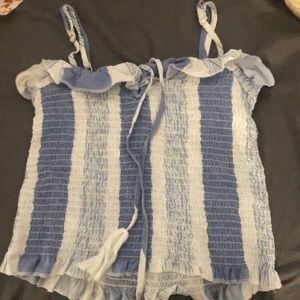 Blue and white tank top a little crop